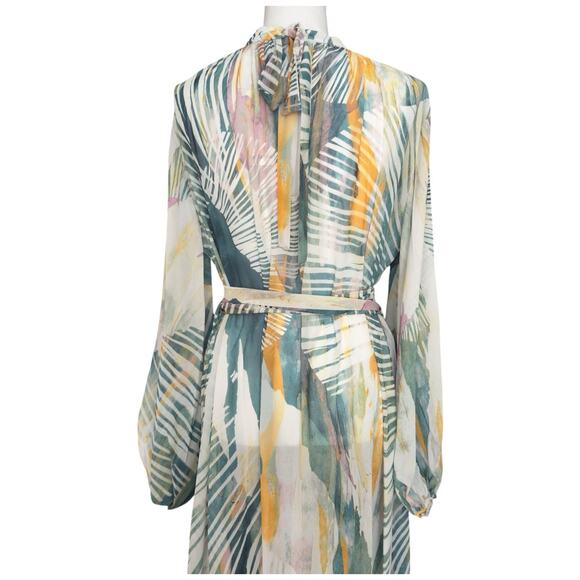 Andrea Iyamah Sade Coverup Sheer Tropical Resort Bark Palm Dress Gown Size S/M - Picture 15 of 16